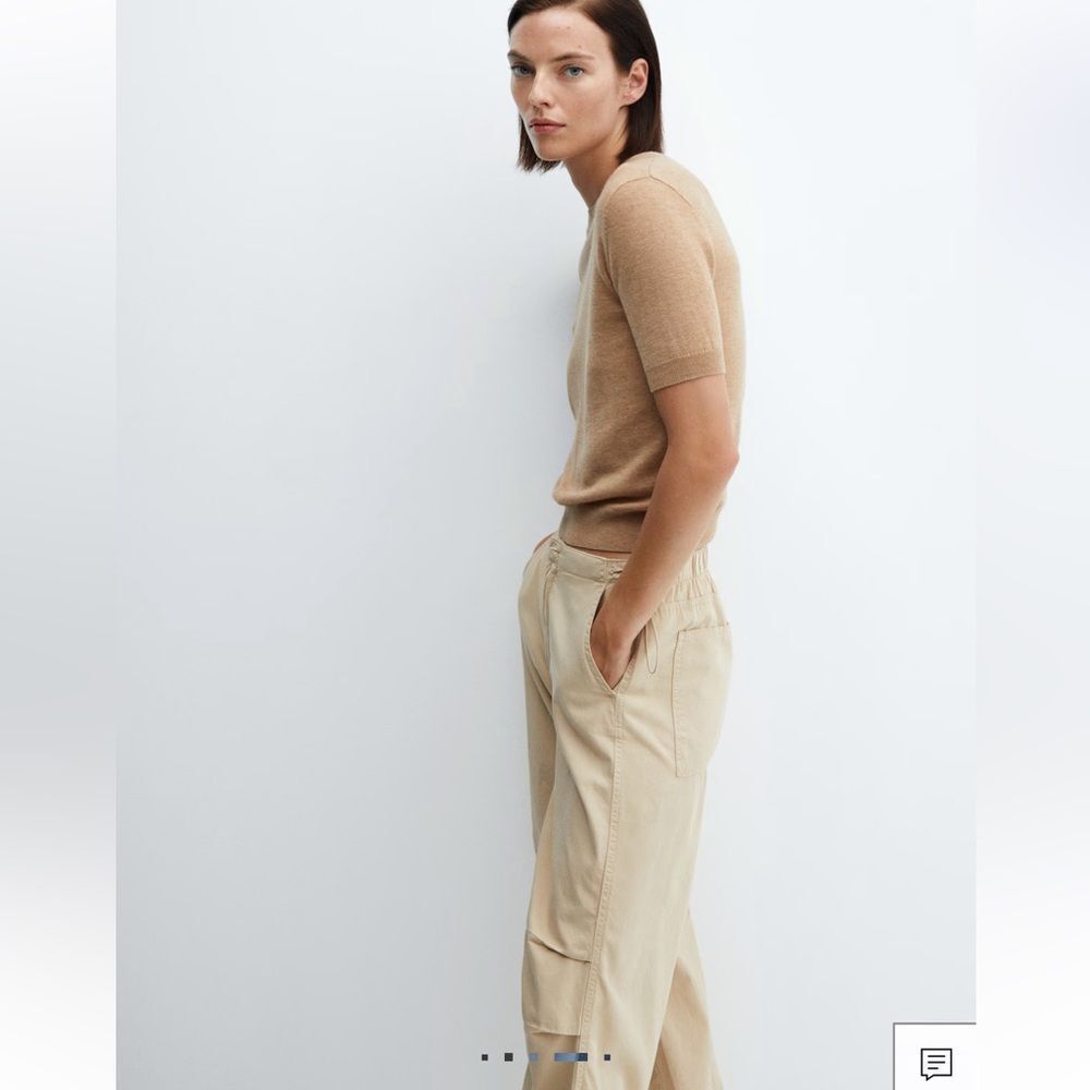 Mango Beige Jogger PARACHUTE Pants in beige size XS NWT - Picture 6 of 9